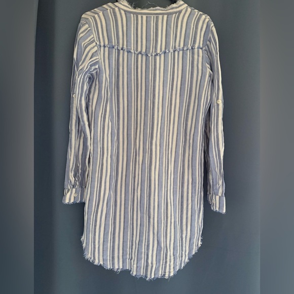 Cloth & Stone Western Striped Frayed Hem Button-Shirtdress – Size M - Picture 3 of 4